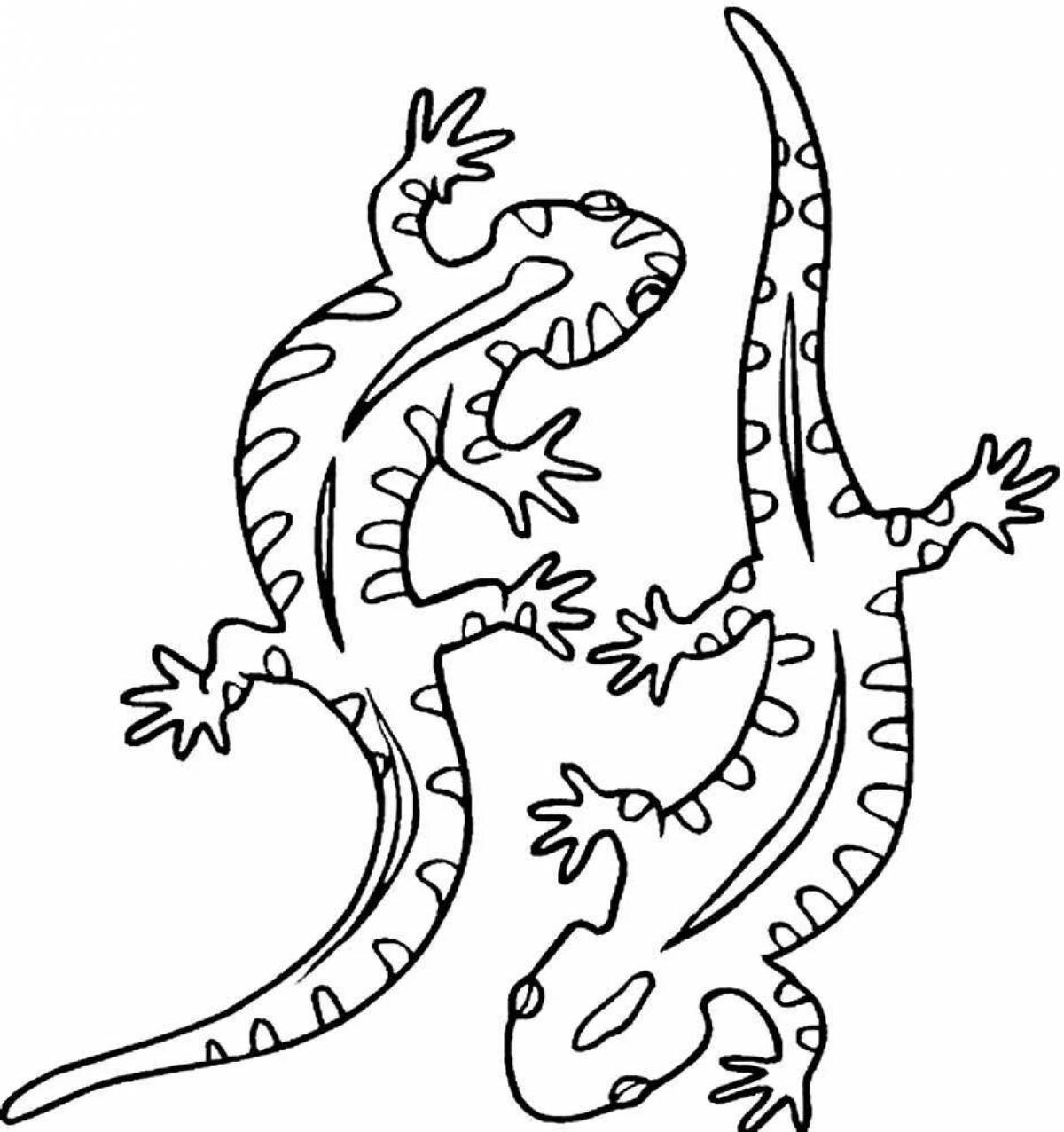 Fun coloring lizard for kids