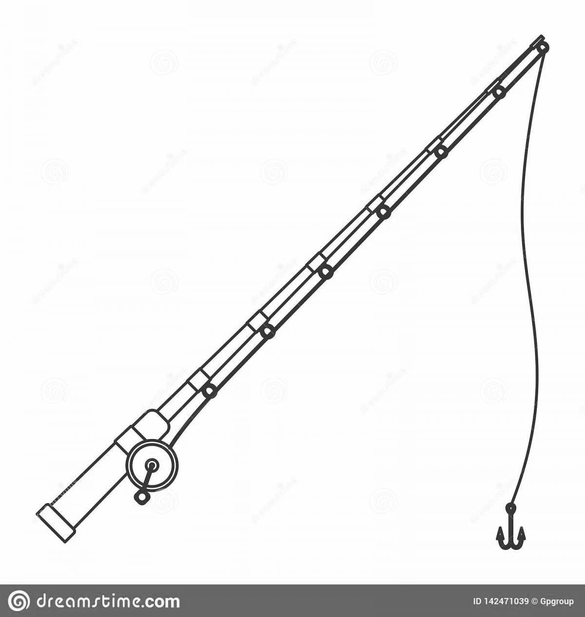 Funny fishing rod coloring page for kids