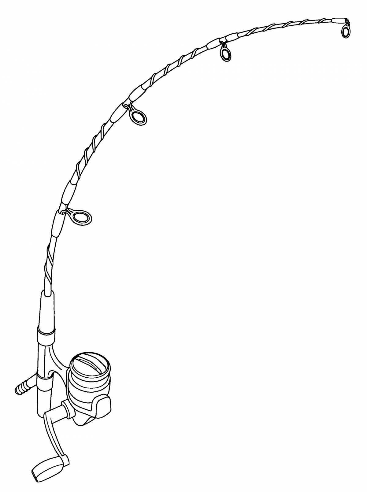 Exciting fishing rod coloring page for kids