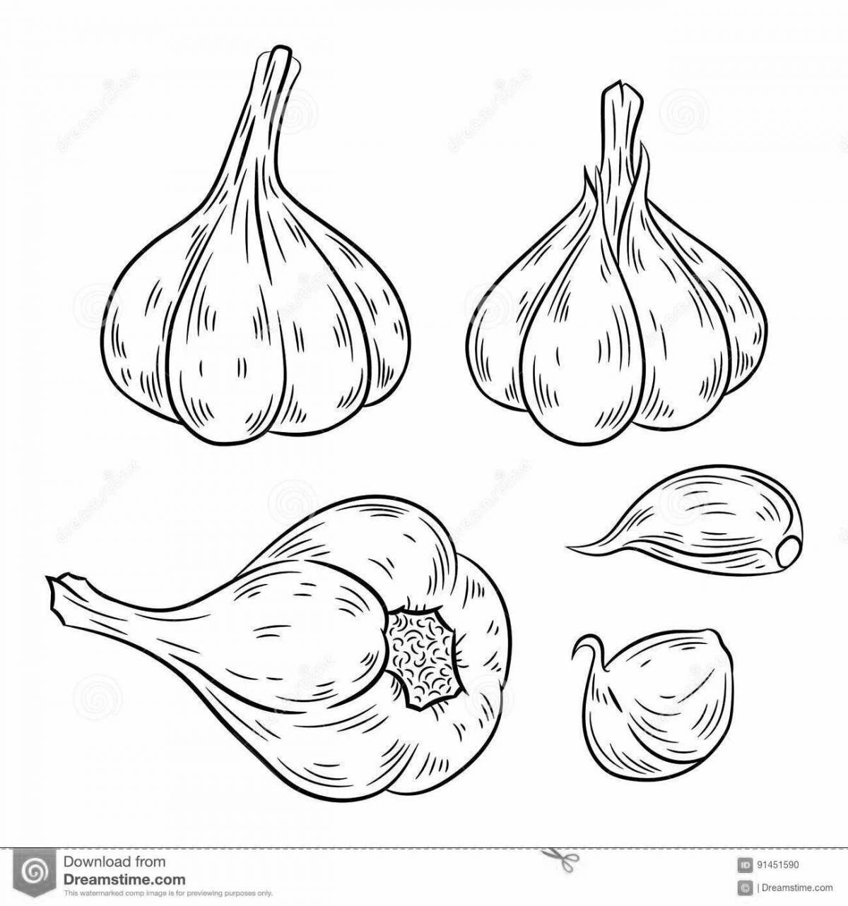 Bright garlic coloring book for kids