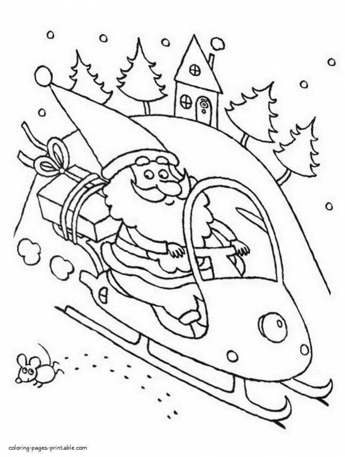 Fun coloring book for kids with snowmobiles