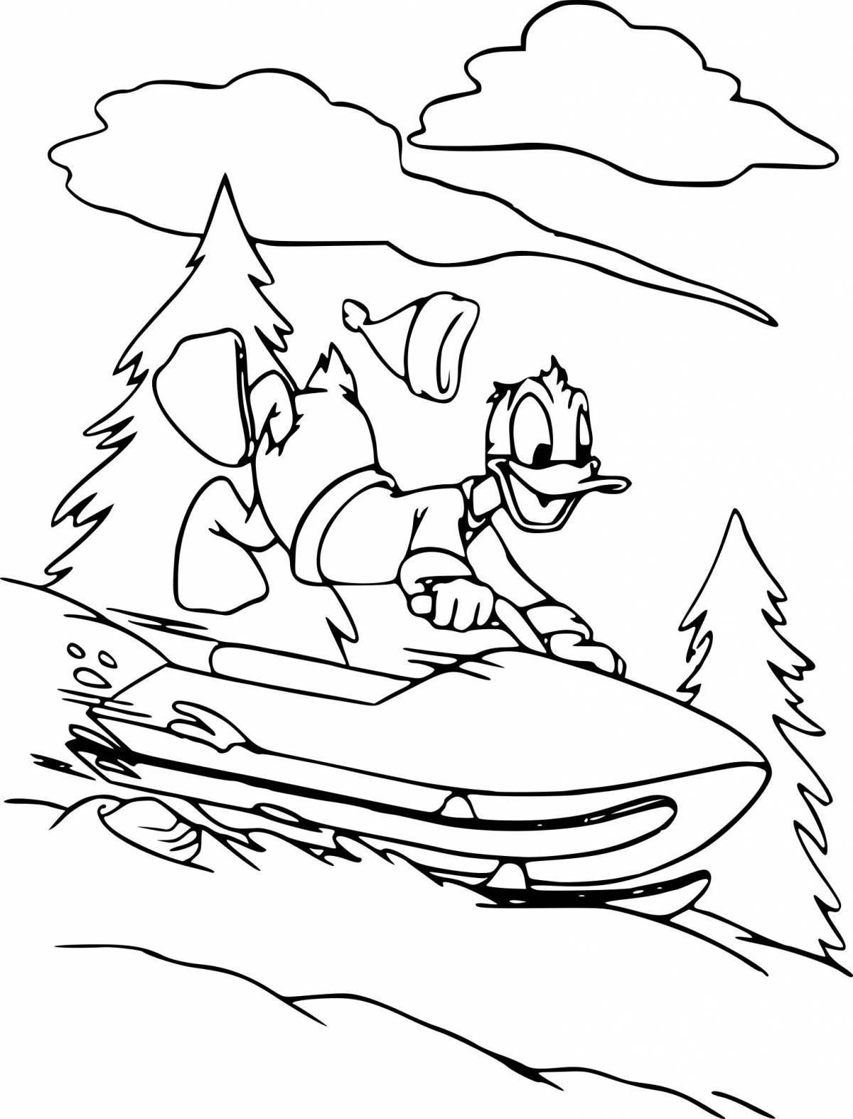 Snowmobile coloring book for kids