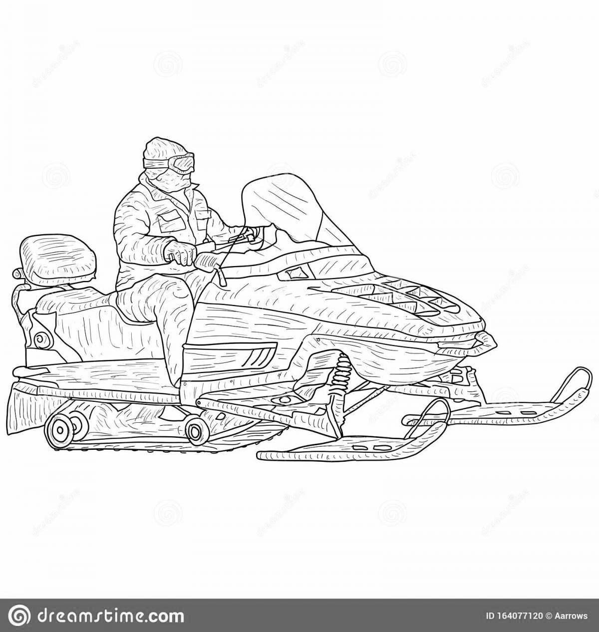 Cute snowmobile coloring book for kids