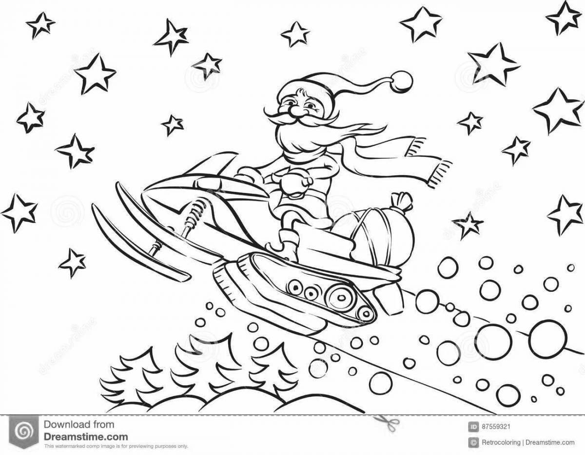 Adorable snowmobile coloring page for kids