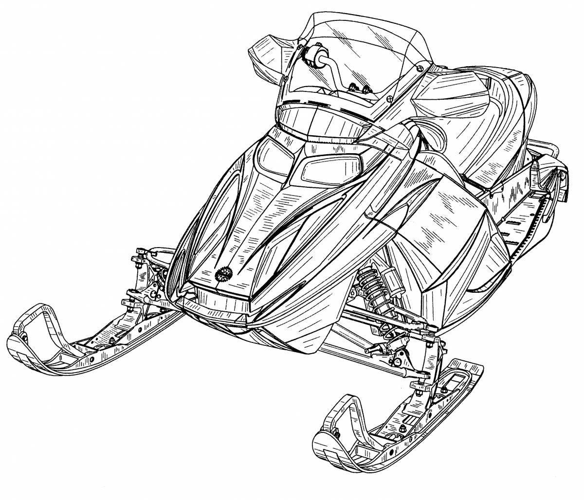 Animated snowmobile coloring pages for kids