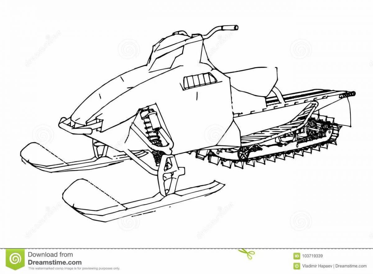 Exciting snowmobile coloring book for kids