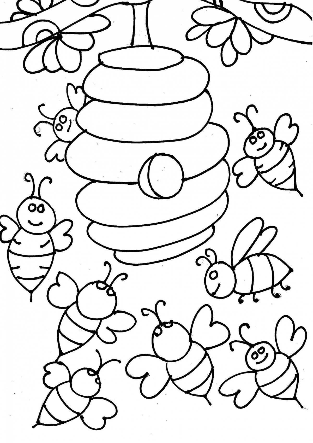 Joyful beehive coloring book for kids