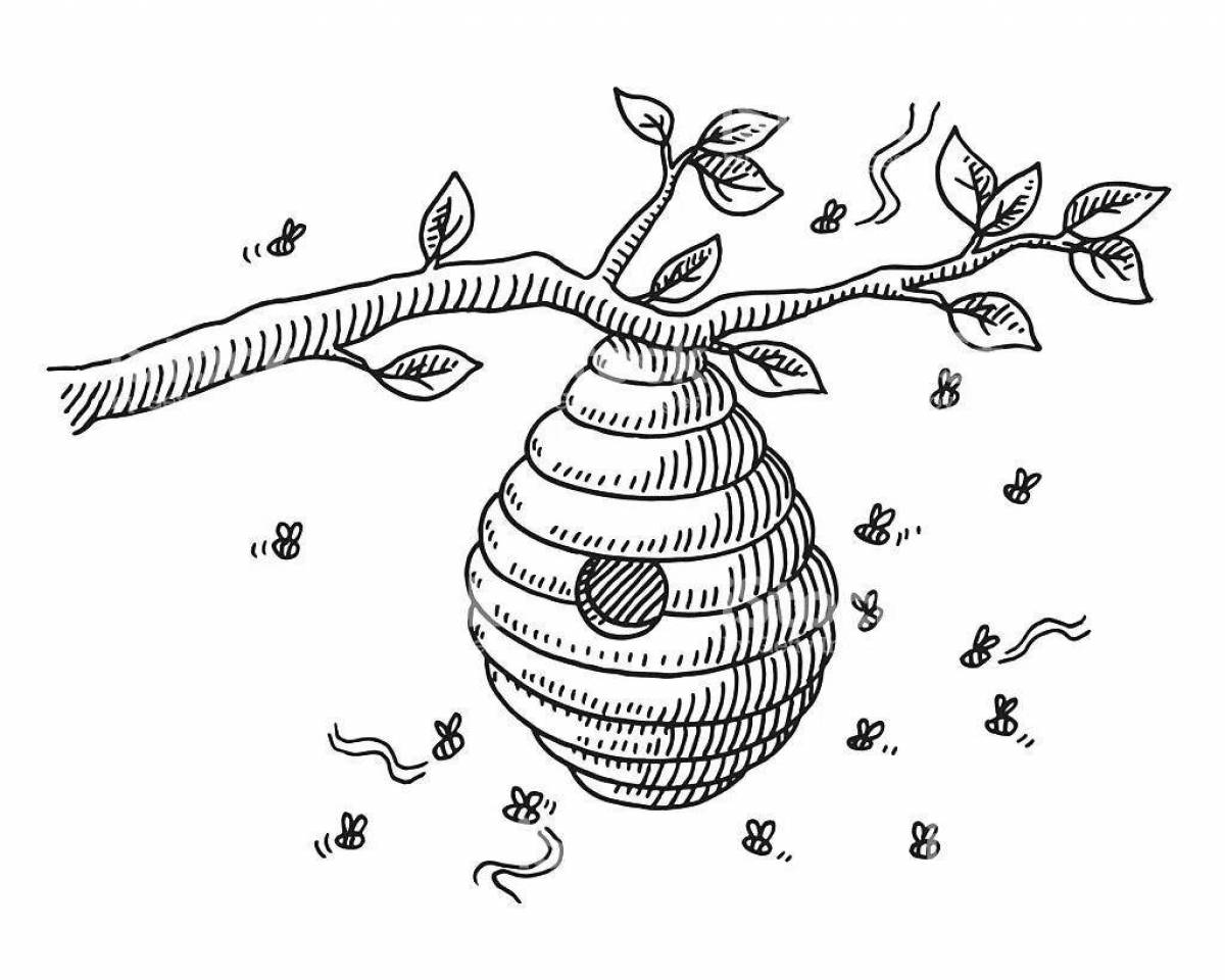 Happy beehive coloring book for kids