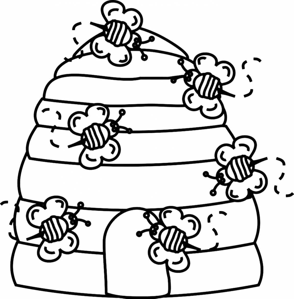 Sweet beehive coloring book for kids