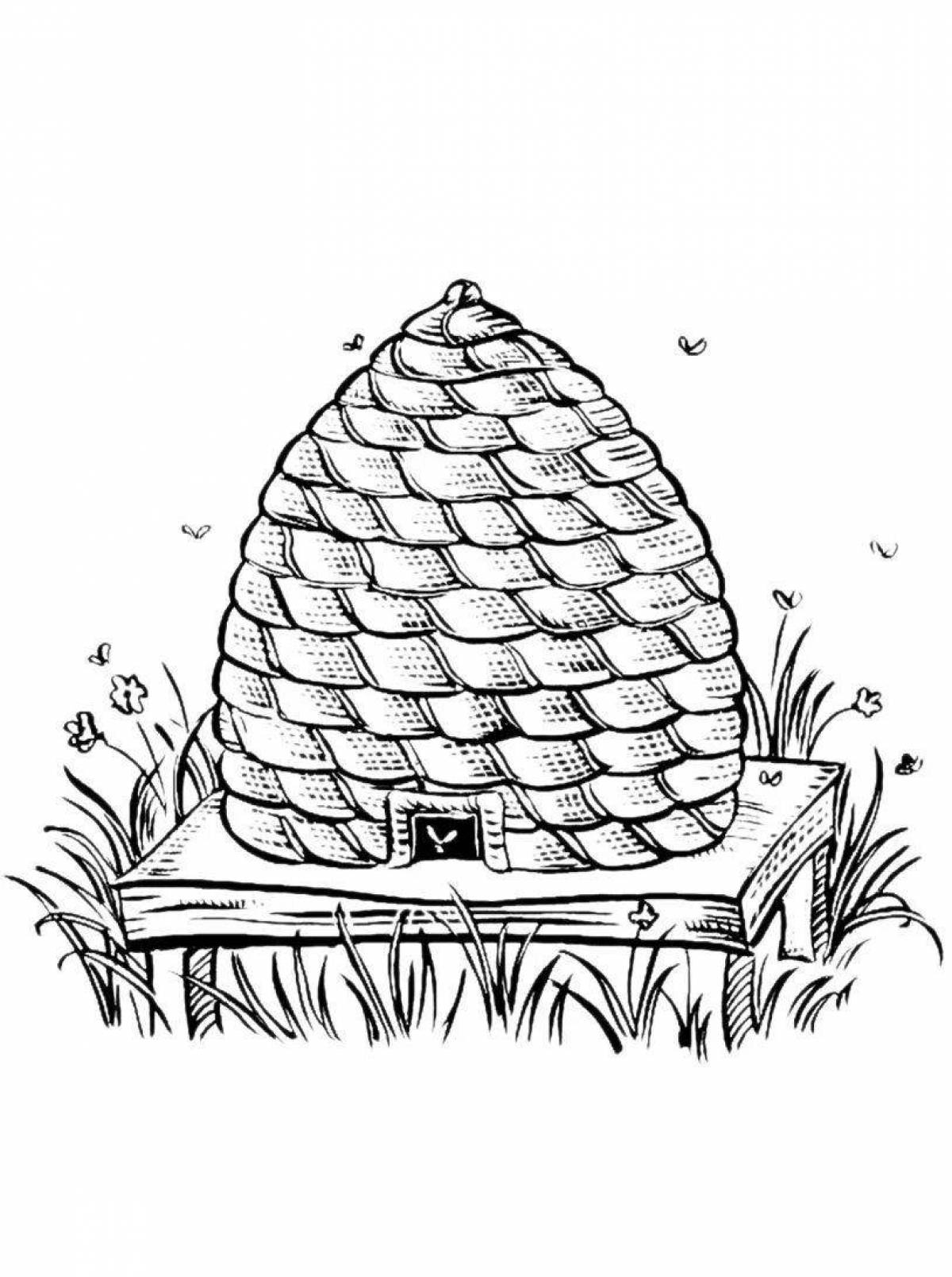 Fancy beehive coloring book for kids