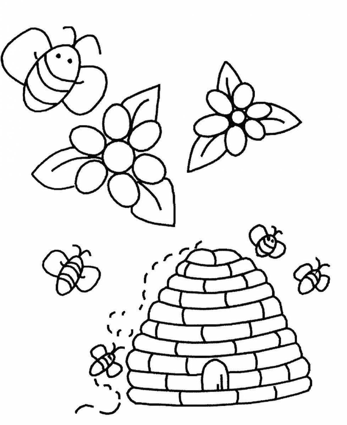 Adorable beehive coloring book for kids
