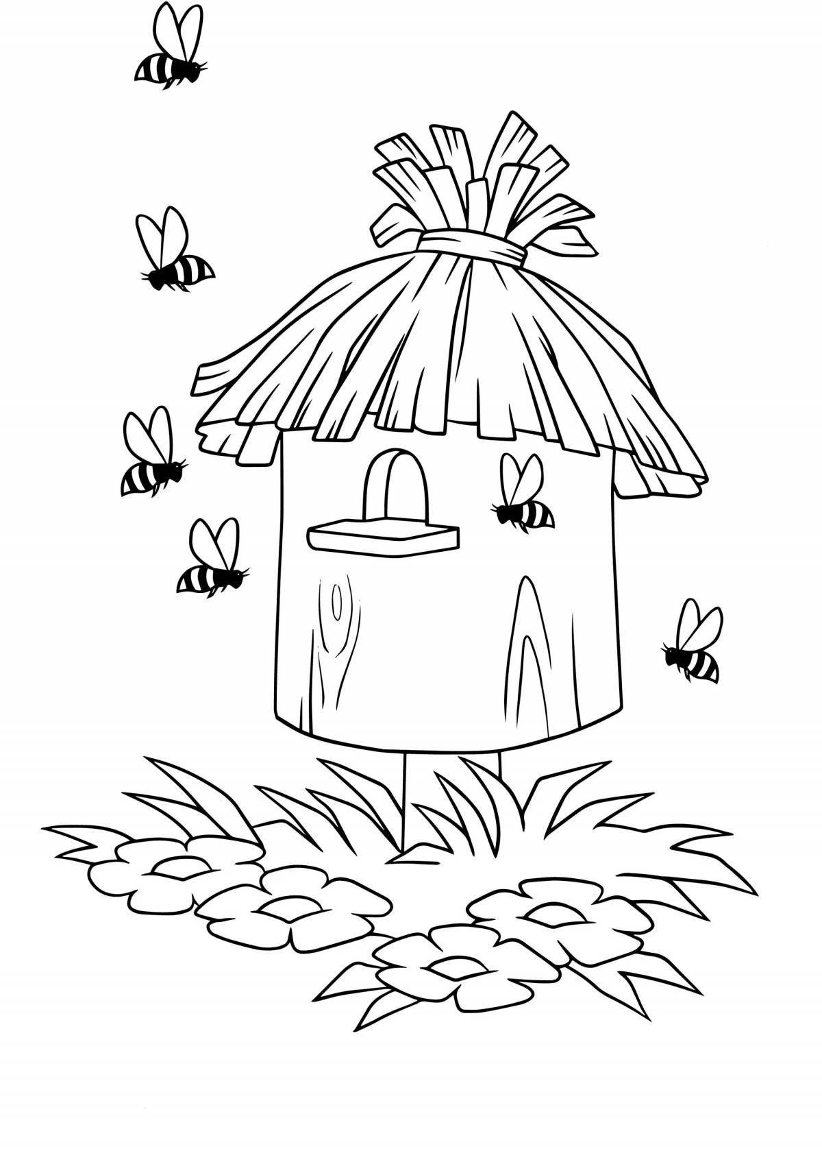 Gorgeous beehive coloring book for kids