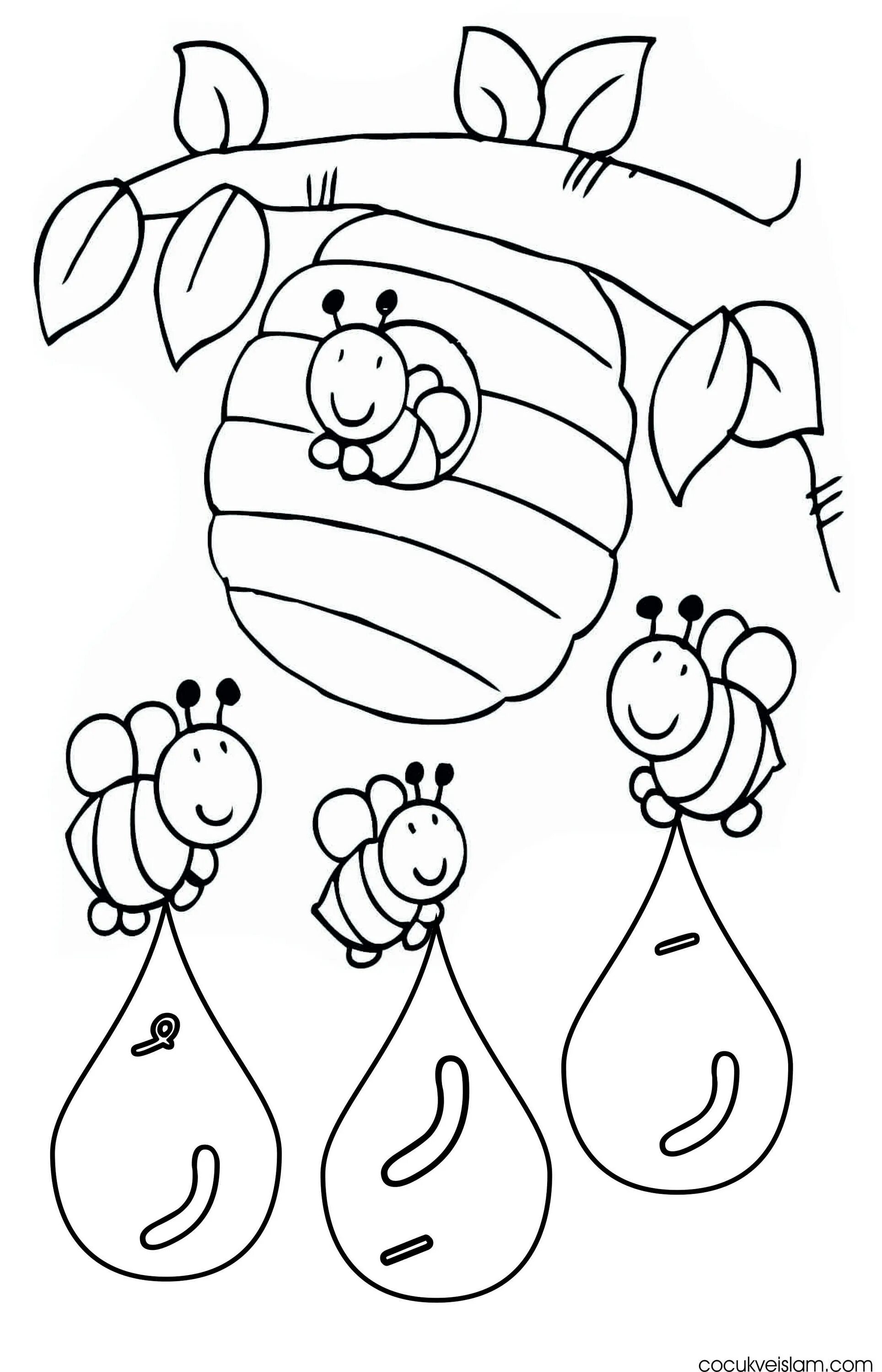 Улей с пчелами раскраска для детей