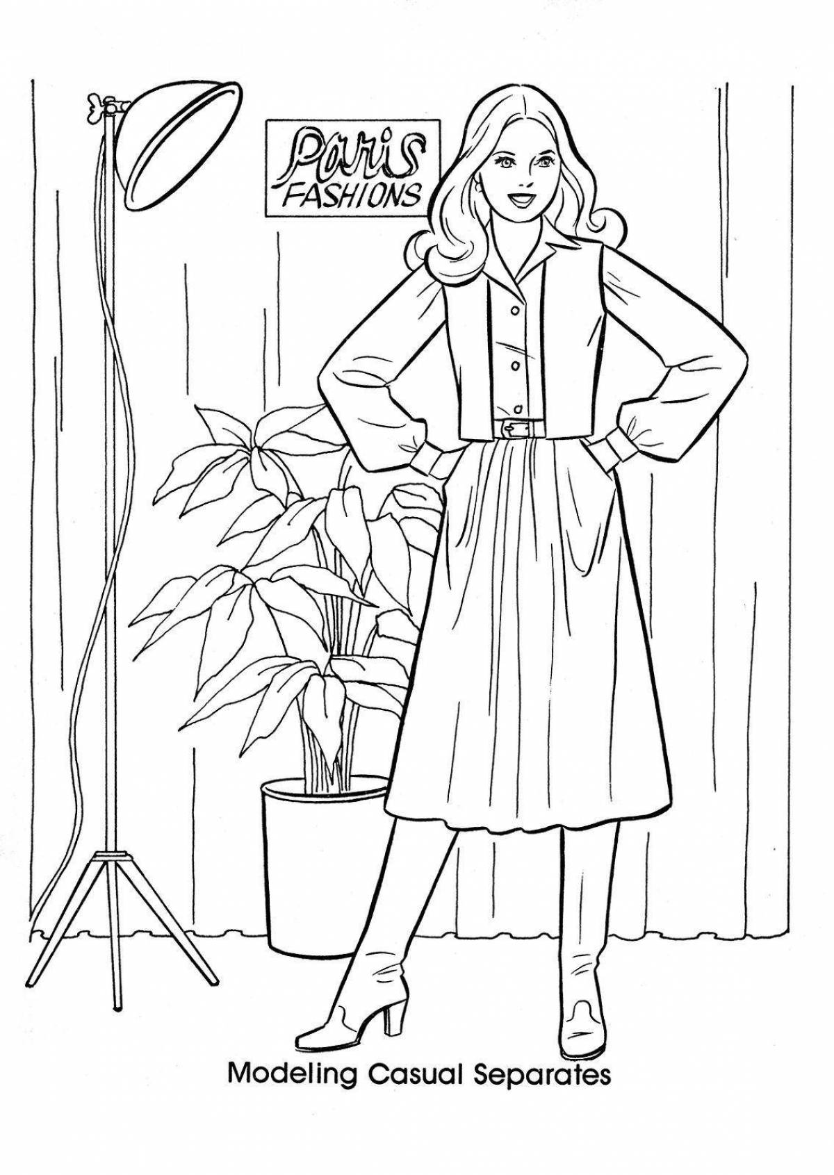 Colorful fashion designer coloring book for kids