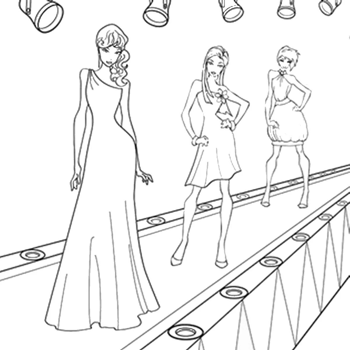 Color-dazzling coloring page fashion designer for kids