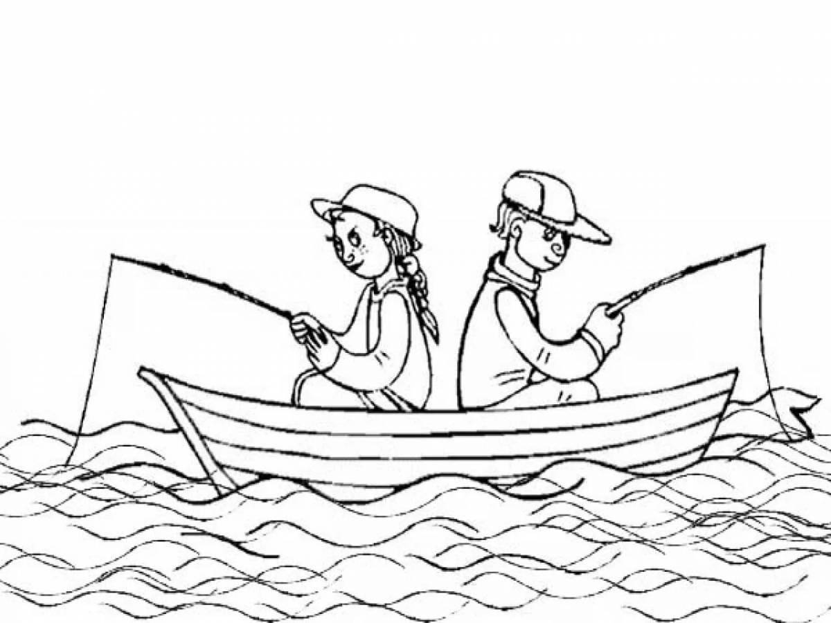 Adorable fisherman coloring book for kids
