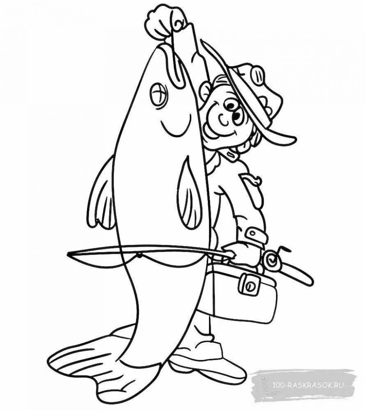Amazing coloring pages of a fisherman for kids