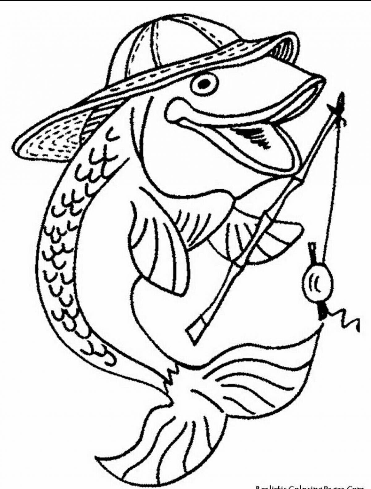 Adorable fisherman coloring page for kids