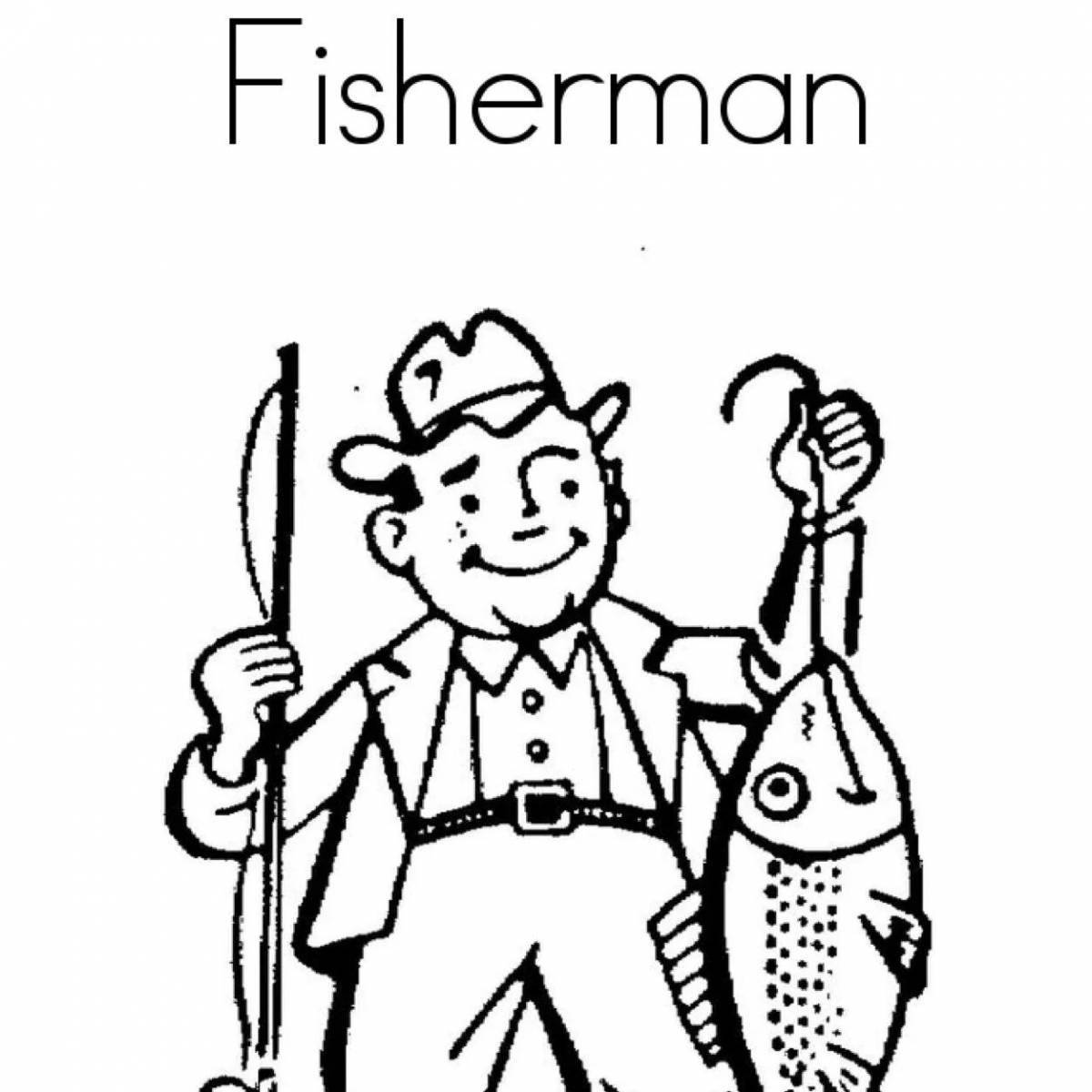 Amazing fisherman coloring book for kids
