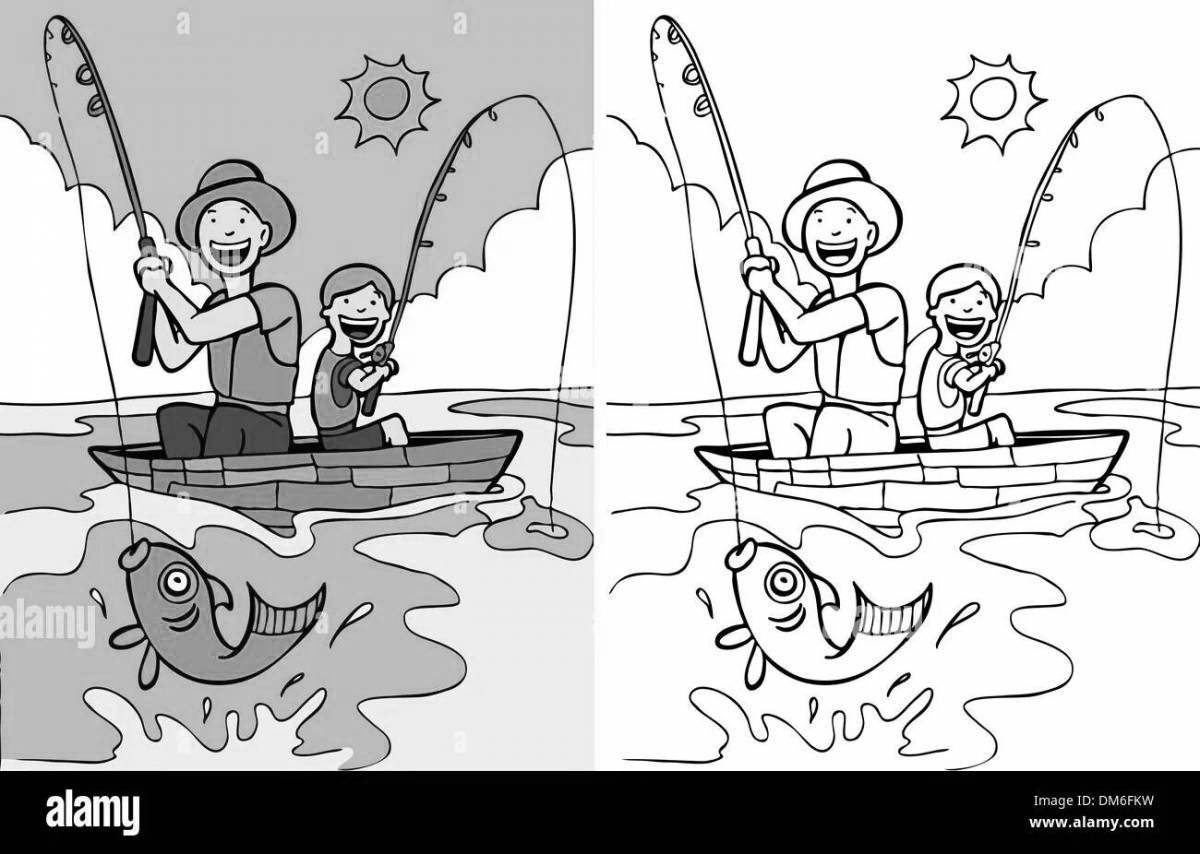 Amazing coloring pages of a fisherman for kids
