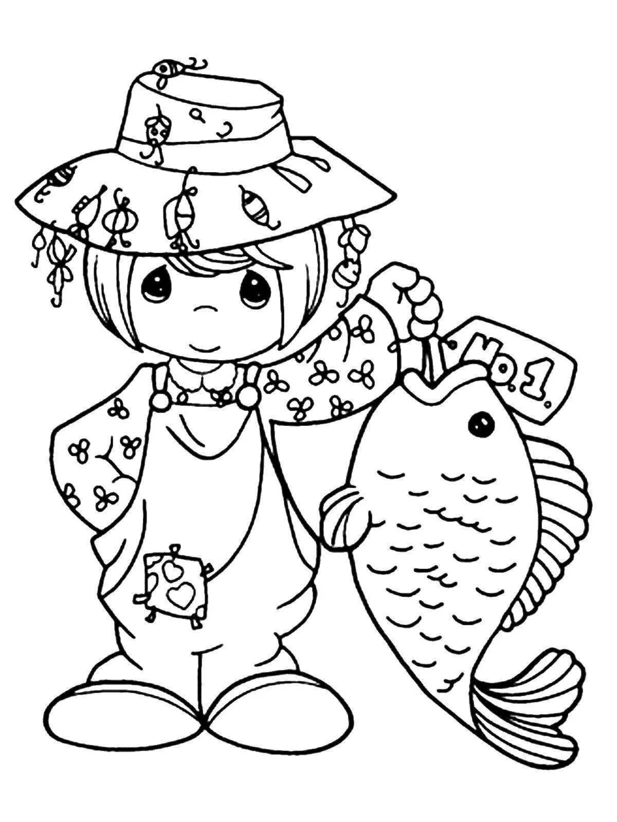 Fabulous fisherman coloring pages for kids