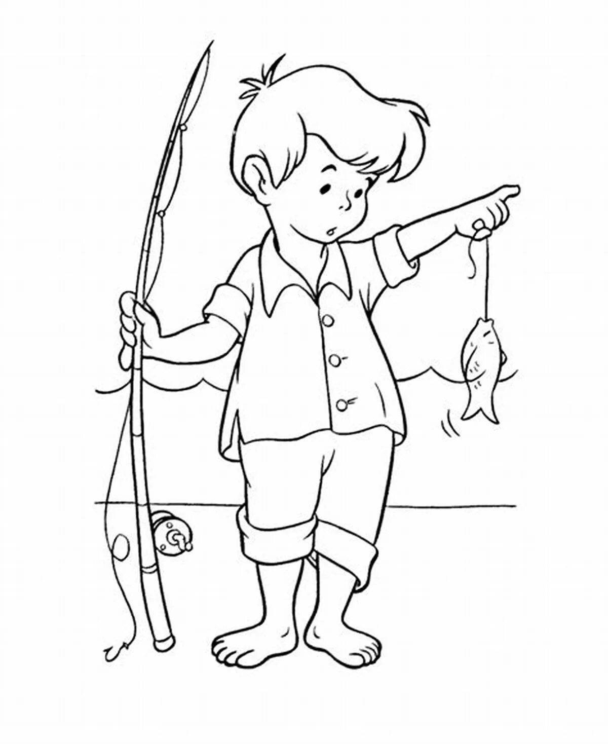 Gorgeous fisherman coloring pages for kids