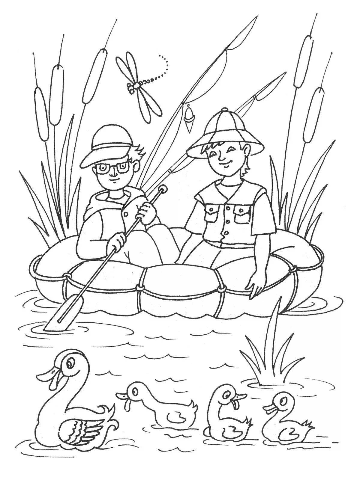 Exquisite fisherman coloring book for kids