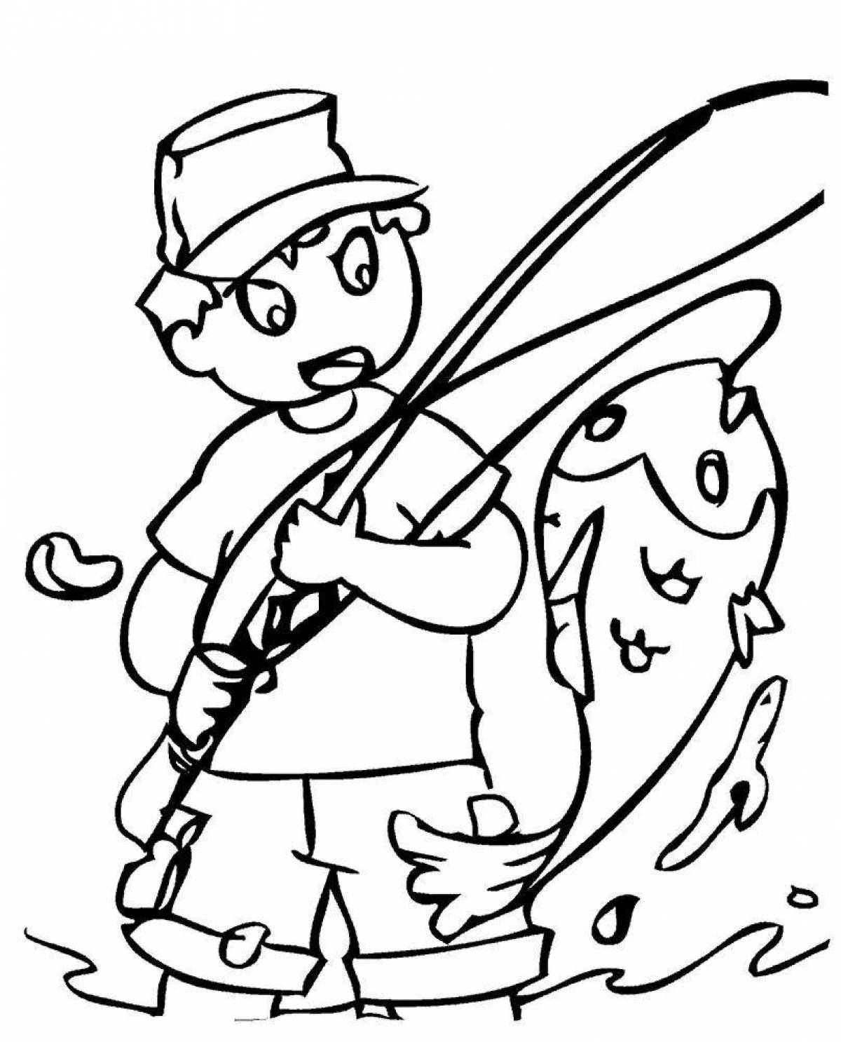 Beautiful fisherman coloring page for kids