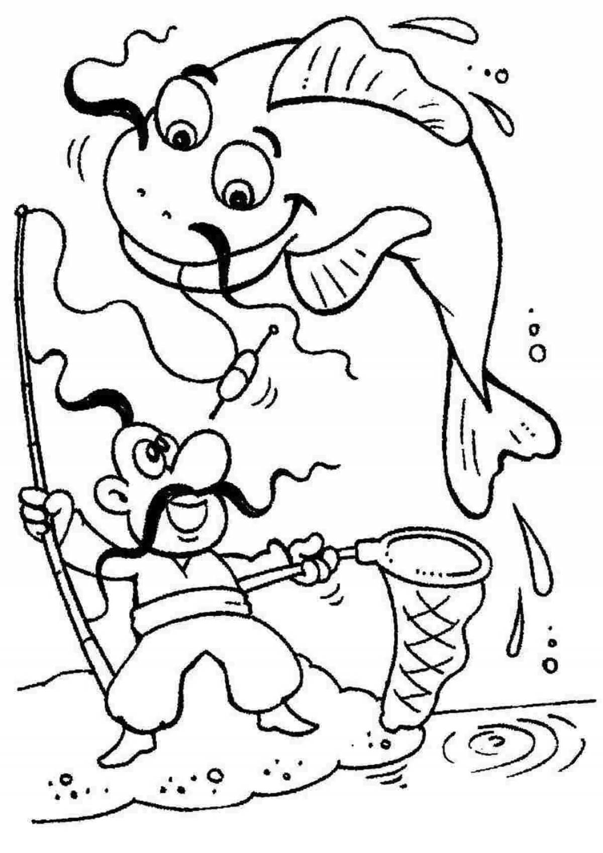 A wonderful fisherman coloring for children