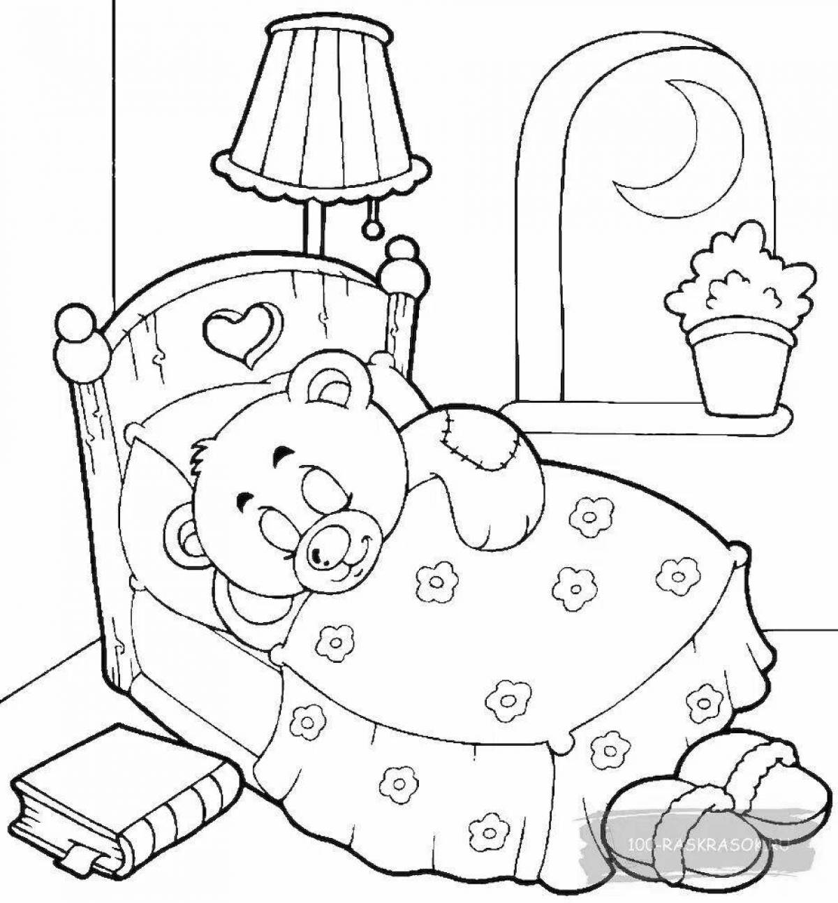 Coloring book energy bed for children