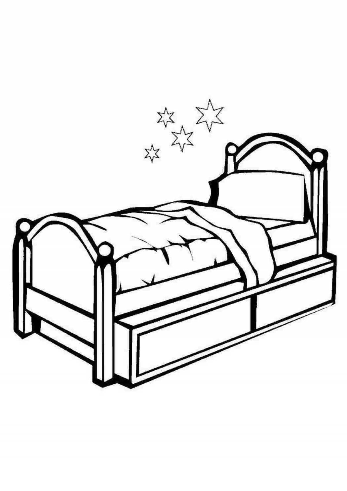 Детская раскраска «дерзкая кроватка»