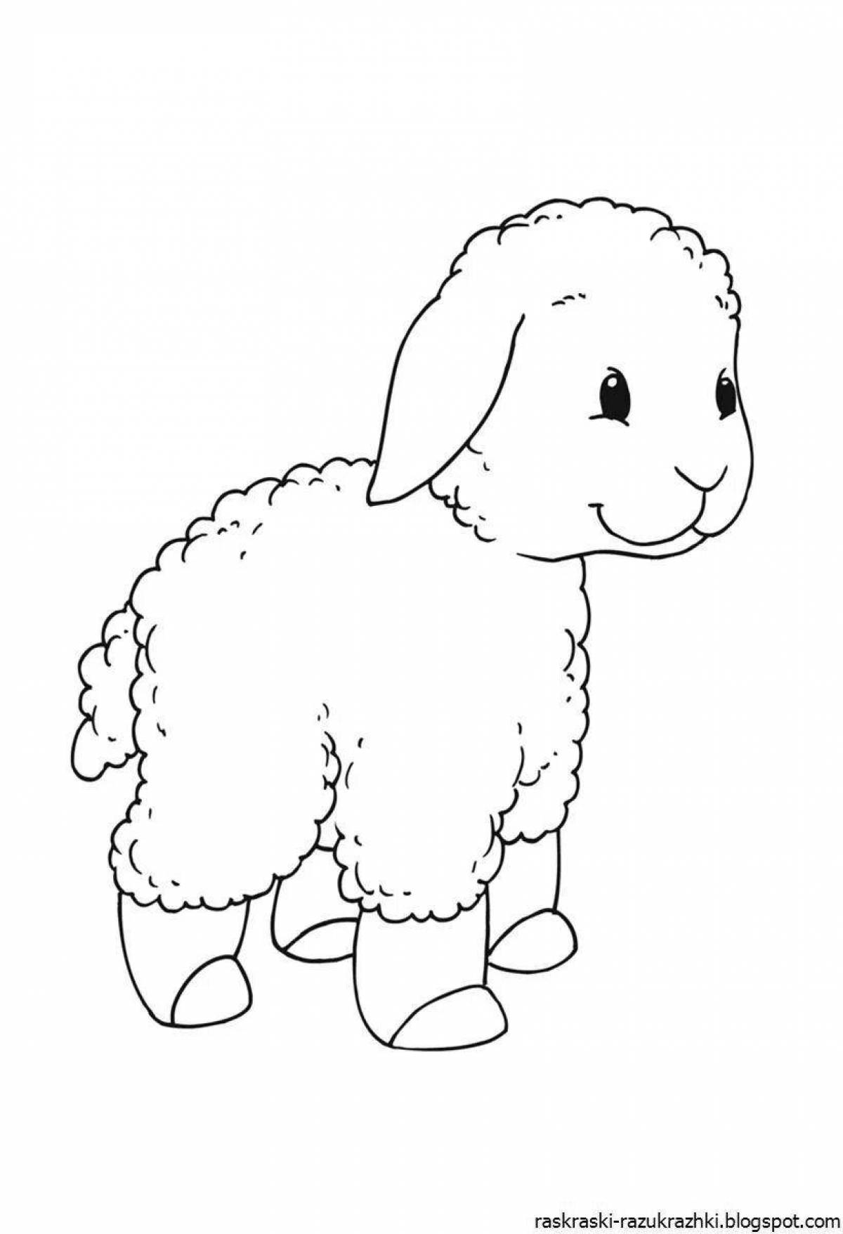 Joyful lamb coloring for kids