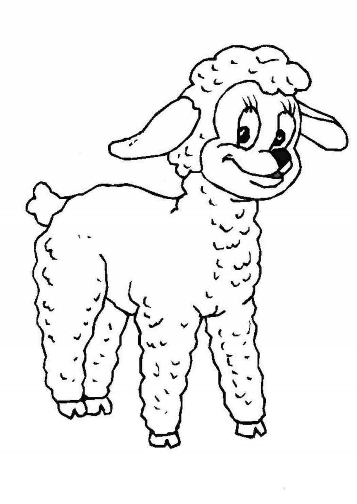 Colourful lamb coloring book for kids