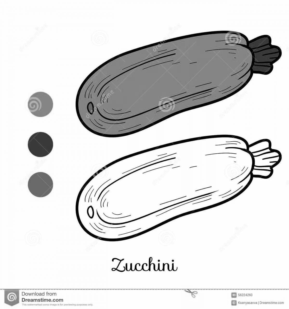 Playful zucchini coloring page for kids