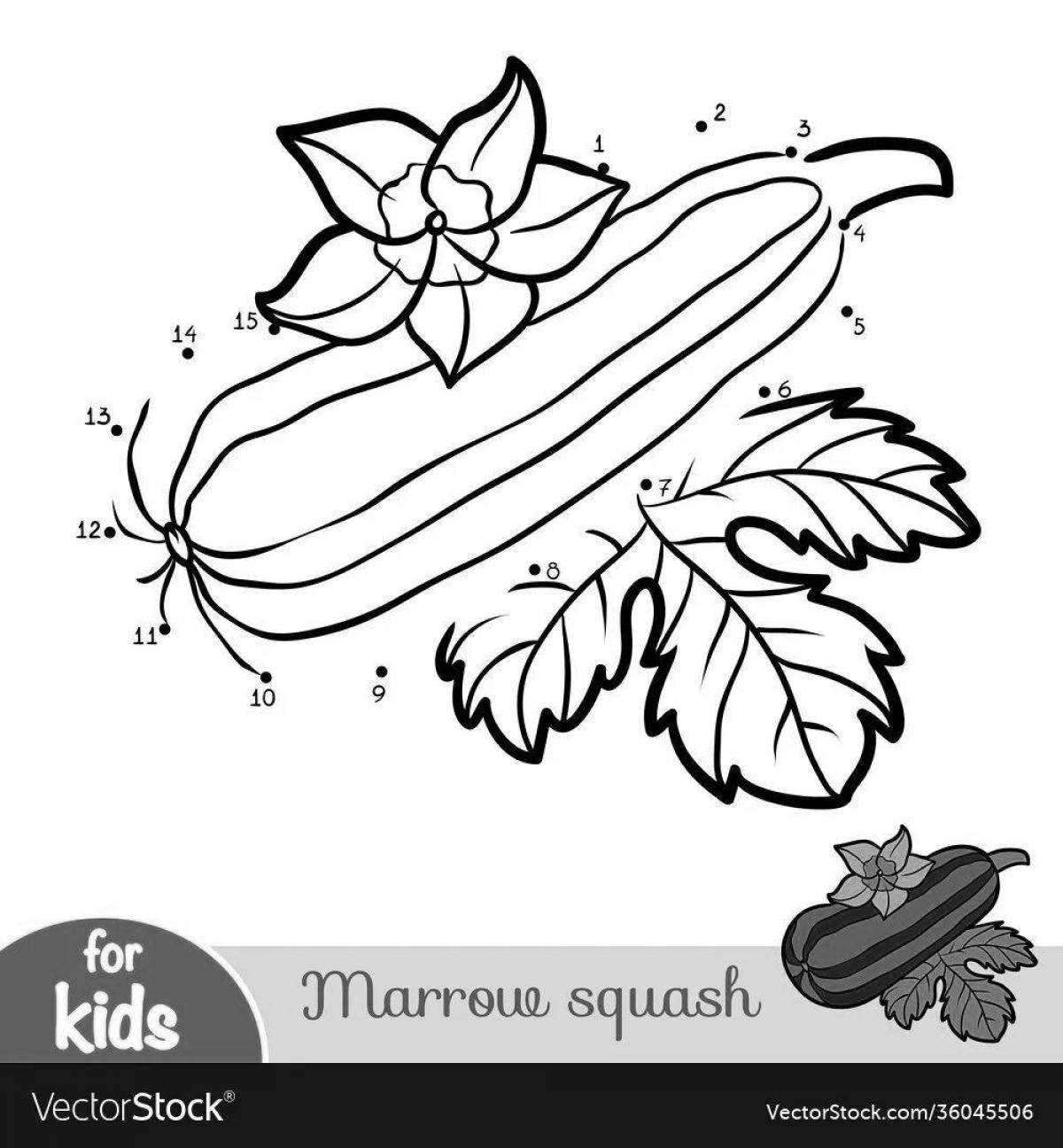 Joyful zucchini coloring for kids