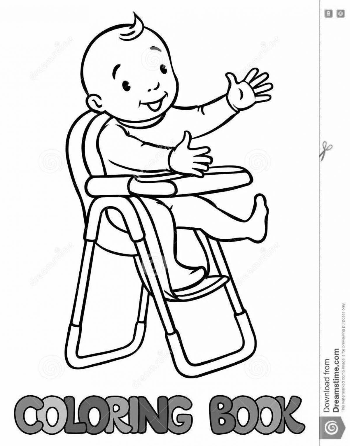 Playful highchair coloring page