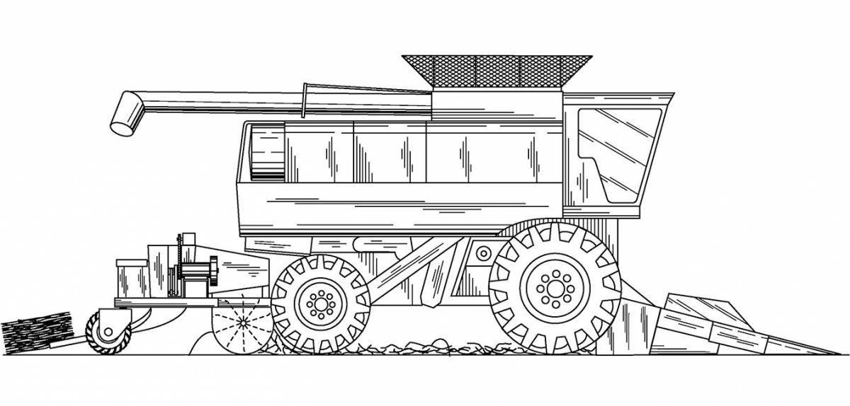 Fun coloring book of agricultural machinery for kids