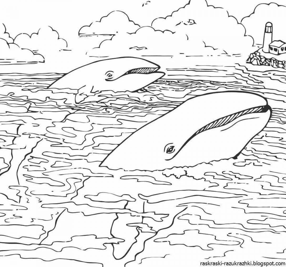 Animated ocean coloring page for kids