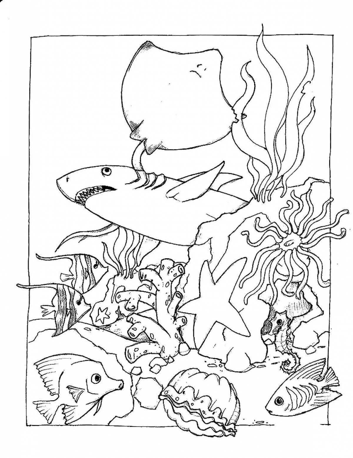 Playful ocean coloring page for kids