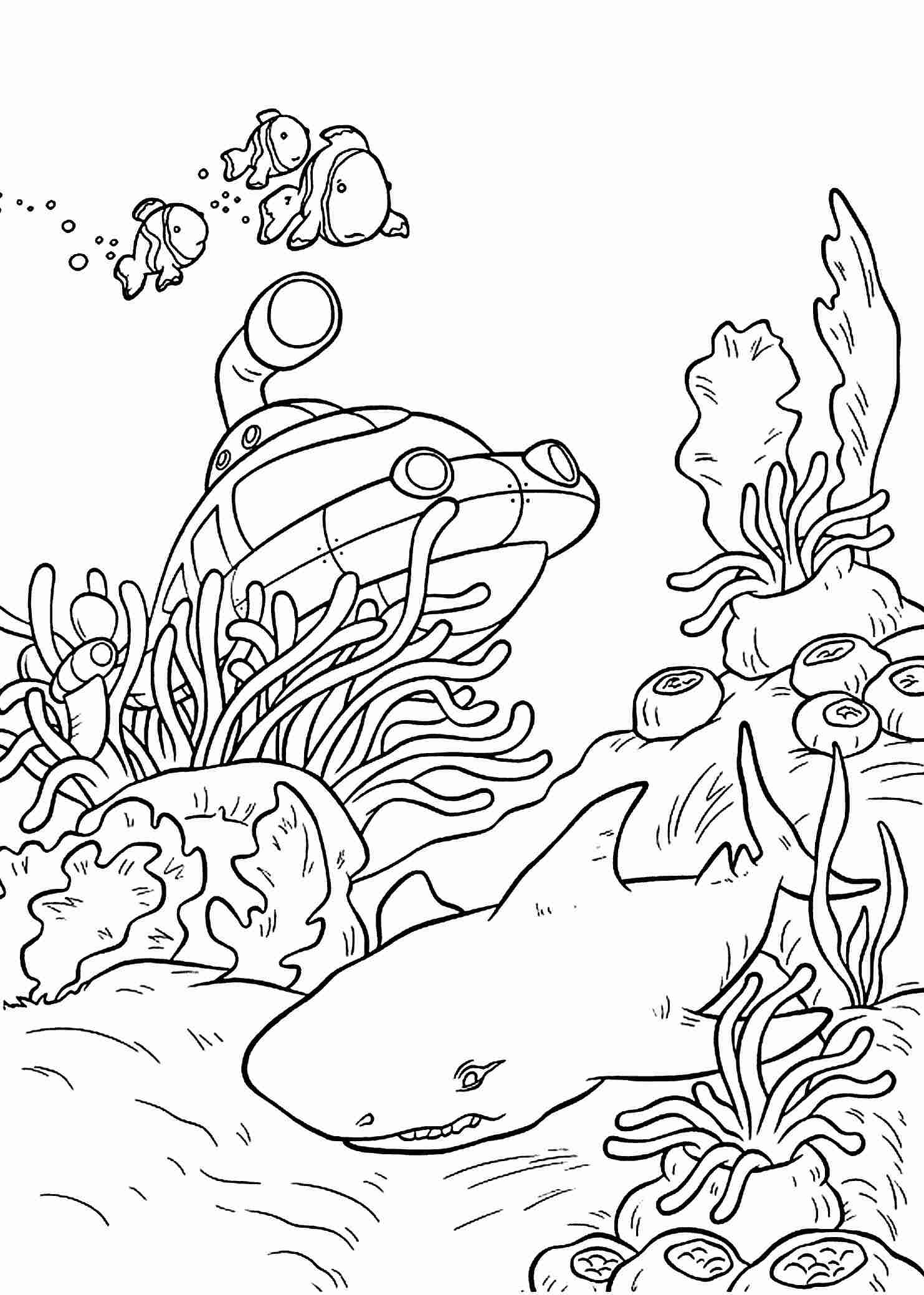 Beautiful ocean coloring page for kids