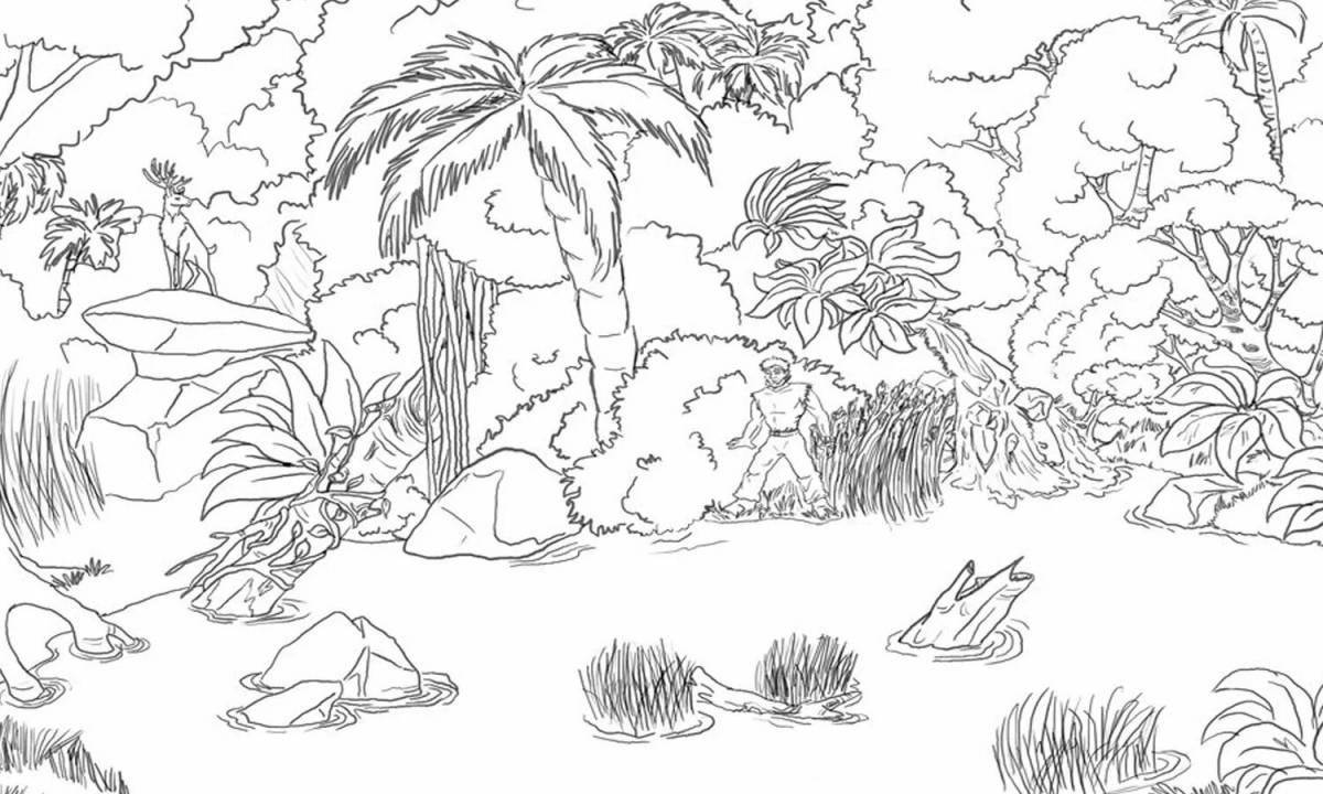 Fancy jungle coloring for kids