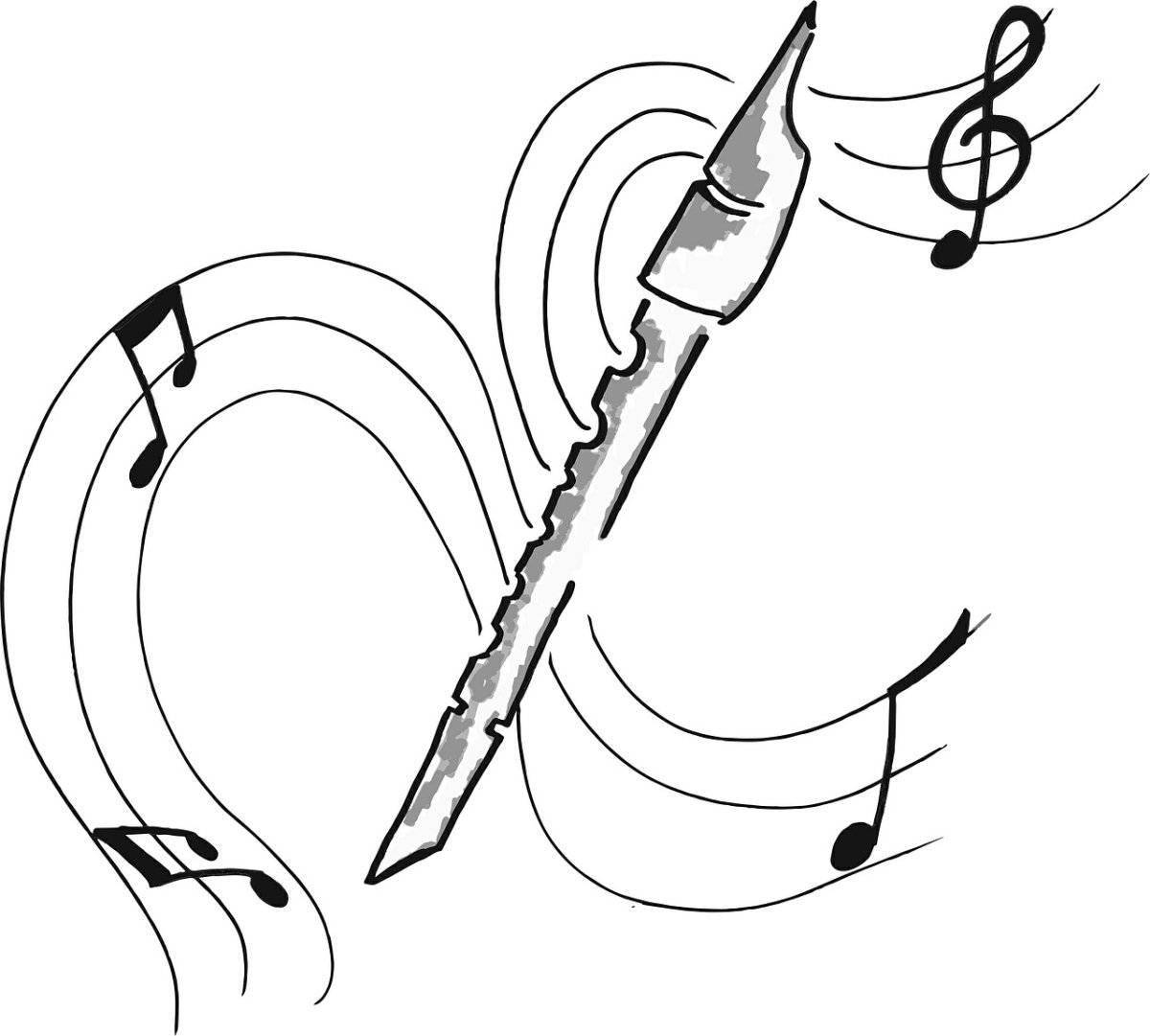 Colourful flute coloring book for kids