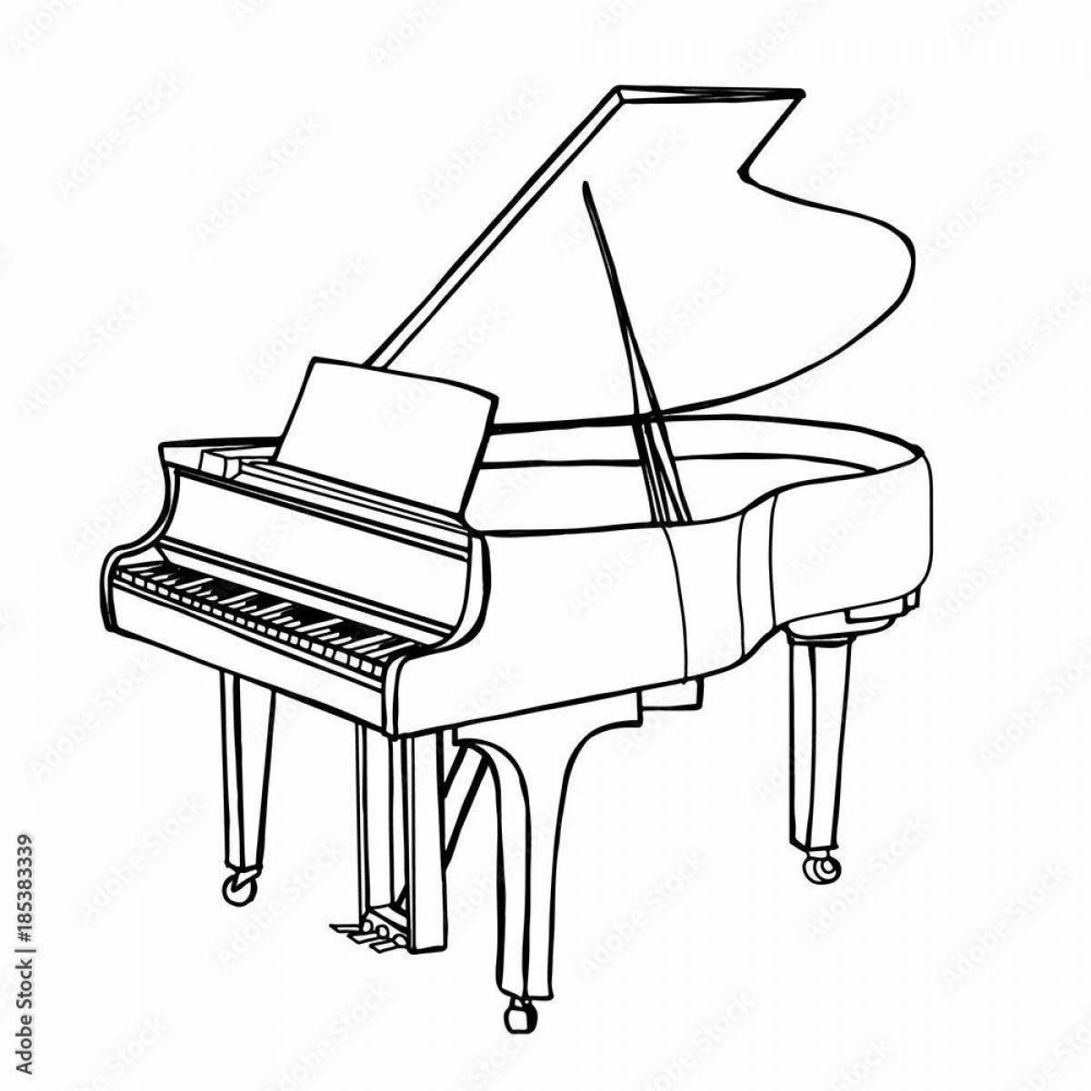 Colorful piano coloring page for kids