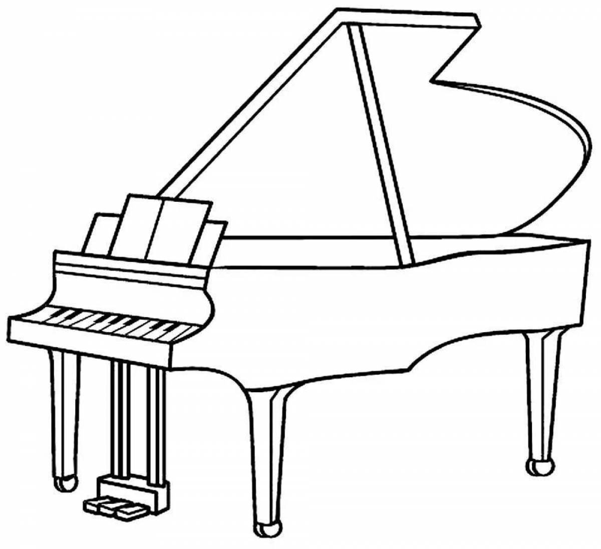 Joyful piano coloring page for kids