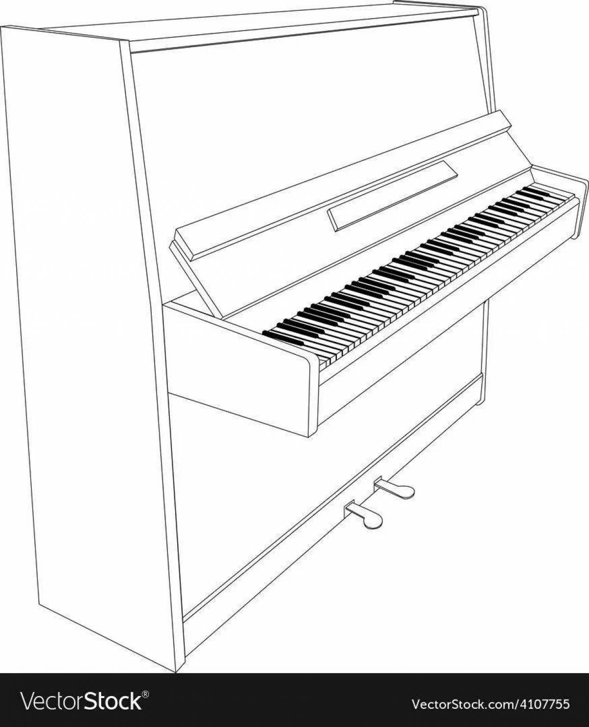Vibrant piano coloring page for kids