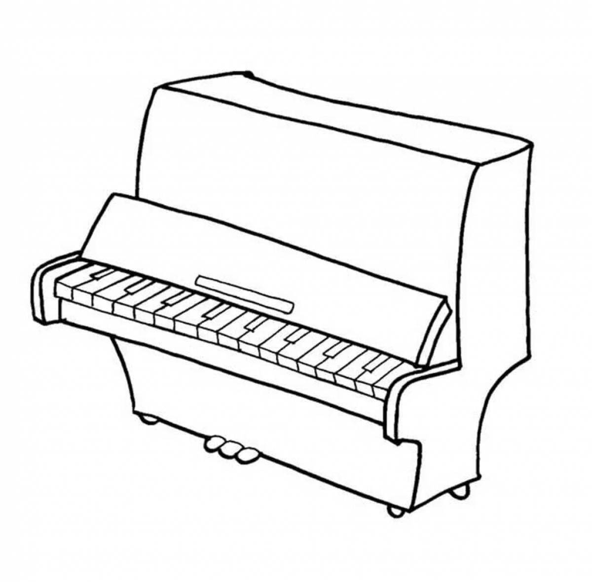 Playful piano coloring page for kids
