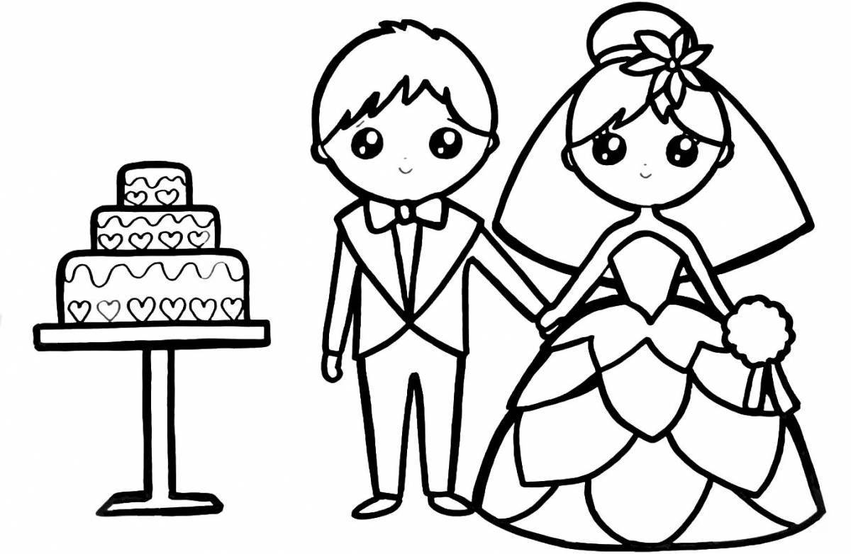 Charming wedding coloring book for kids