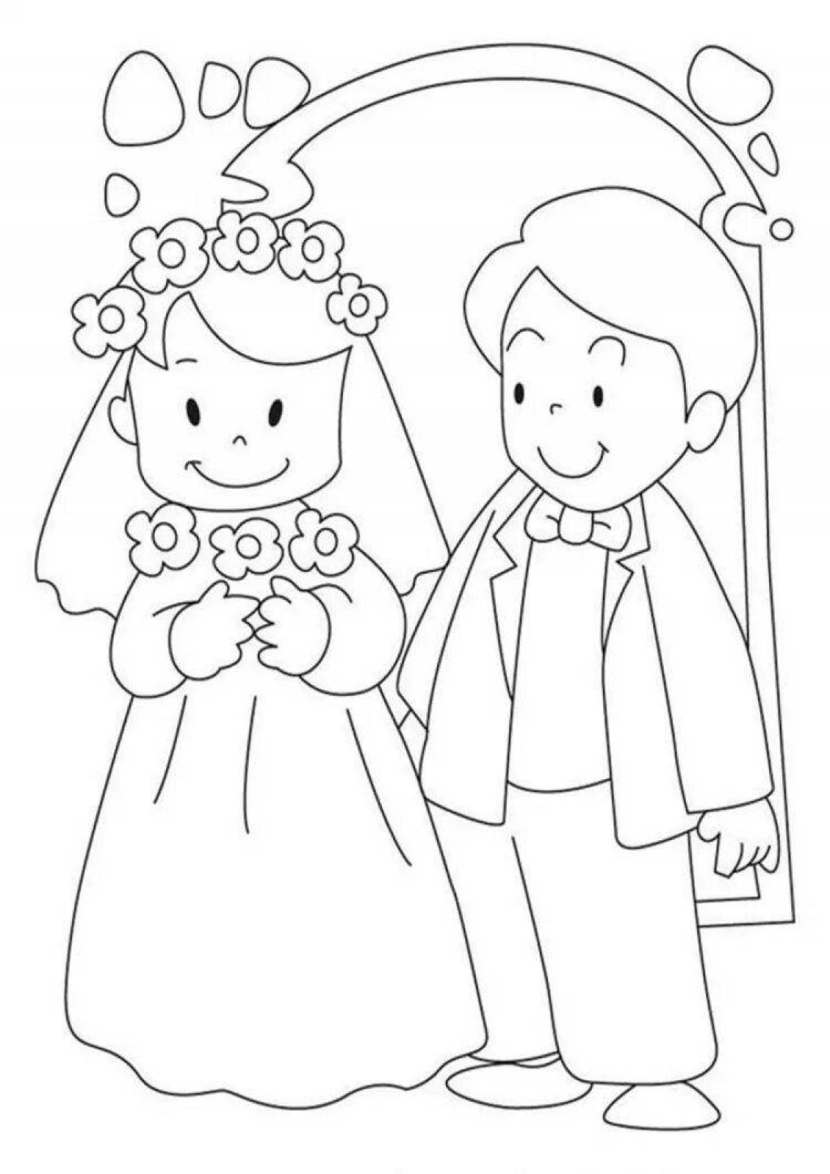 Великолепная раскраска свадьба для детей