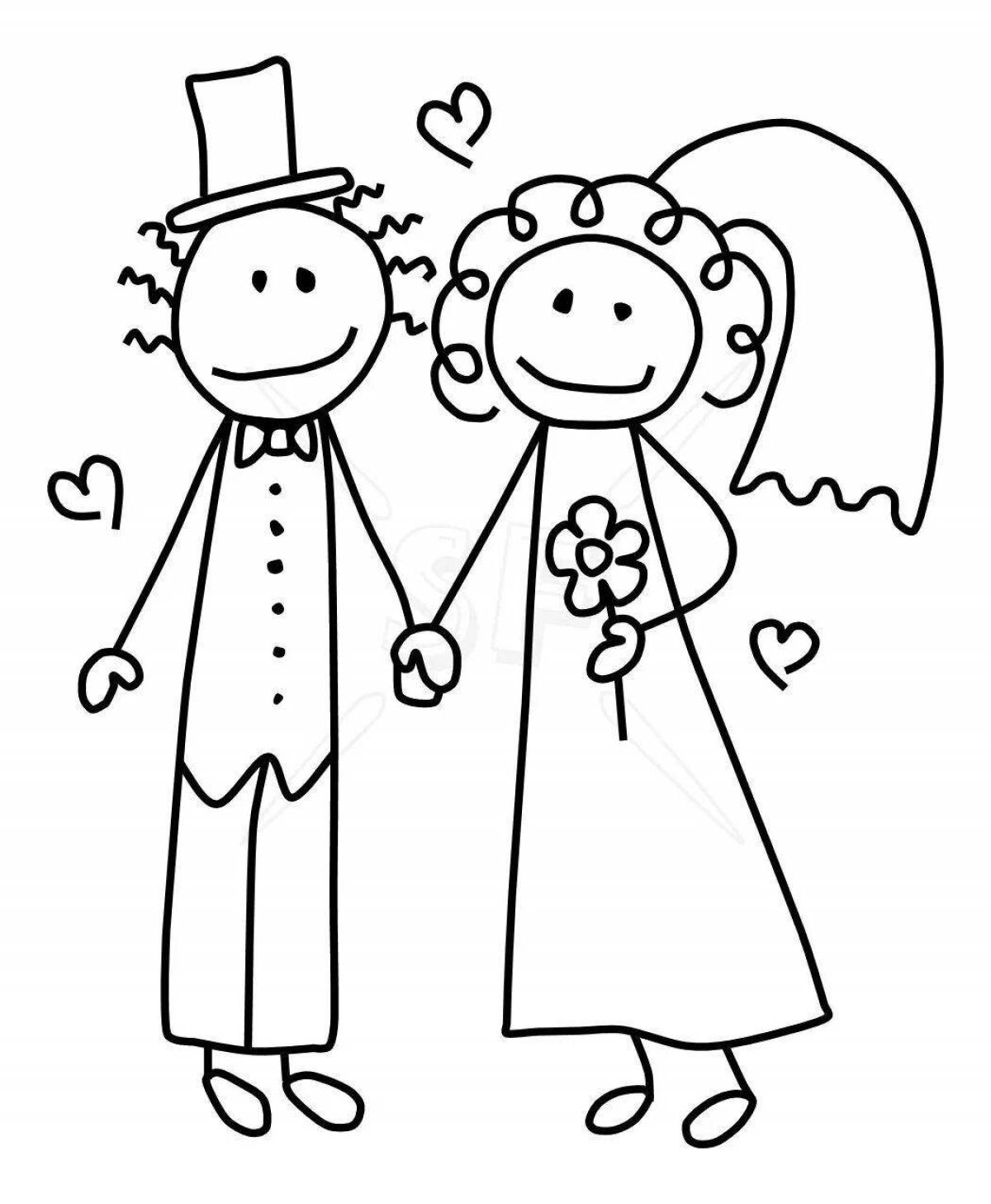Beautiful wedding coloring book for kids