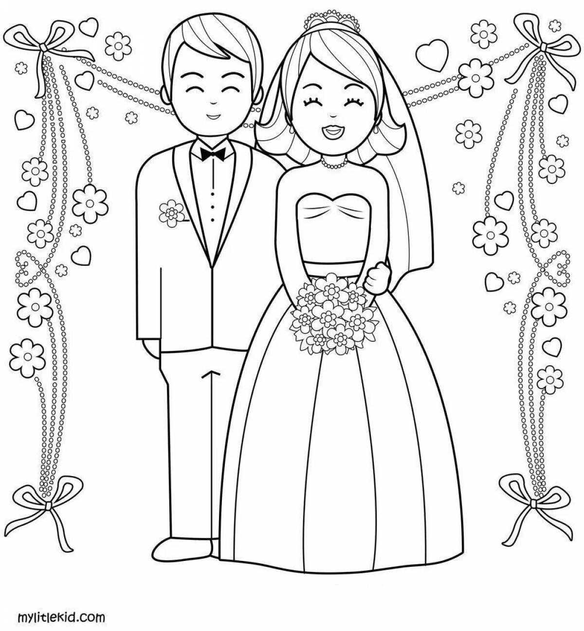 Dazzling wedding coloring book for kids